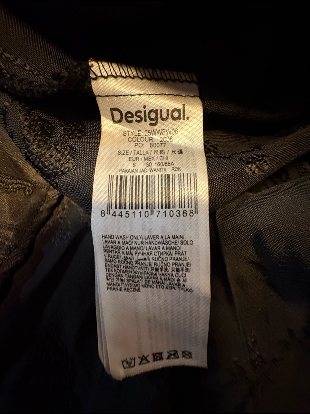 Desigual Black Pleated Textured Midi Skirt, Size Small (EUC) - Picture 9 of 9